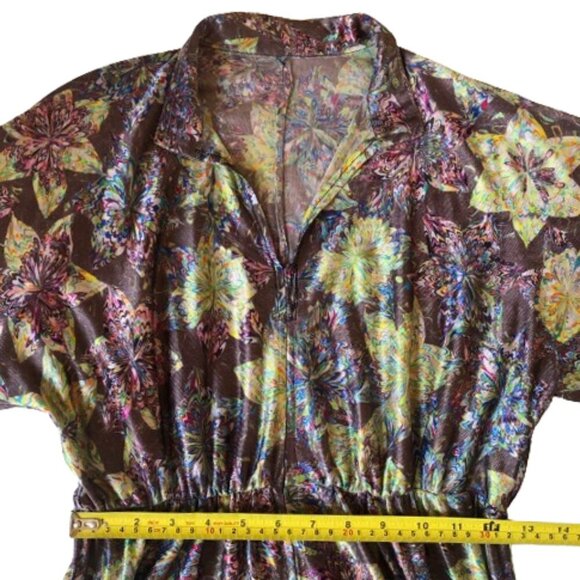 Vintage 70s maxi metallic dress with great print - Picture 8 of 12